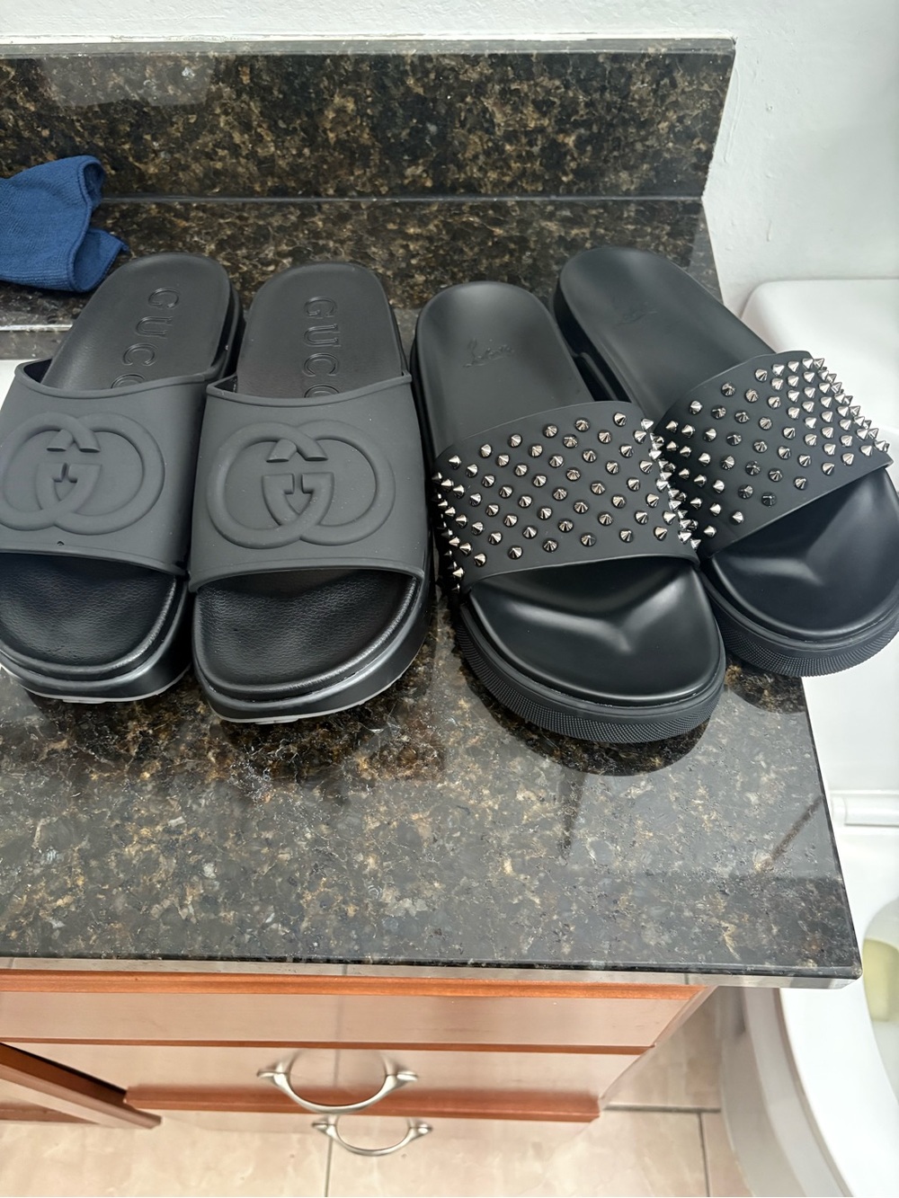 Black Designer Men's Slide Sandals platform and studded package deal